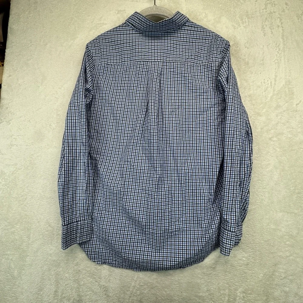 Ralph Lauren Button Up Shirt Boys L 14-16 Blue Gingham Pony Logo Preppy
